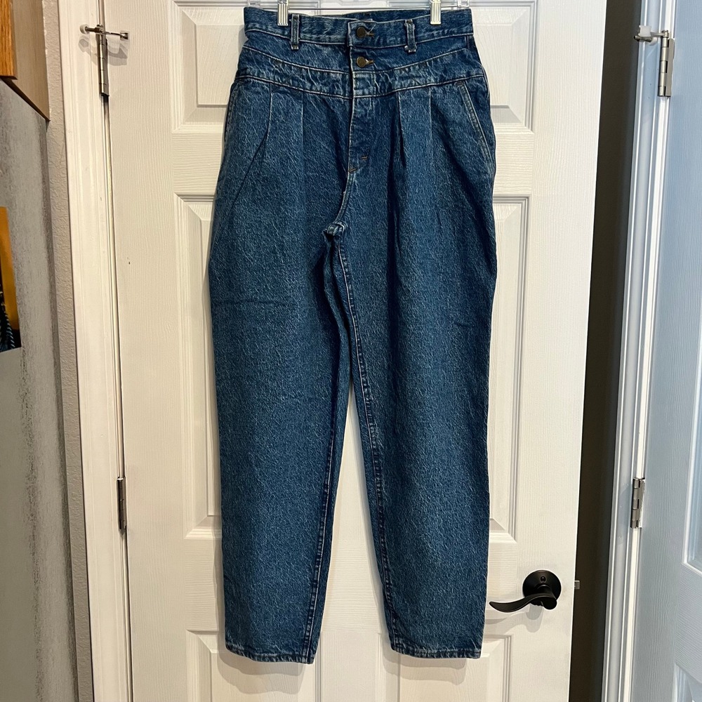 Lee High Rise Pleated Jeans Cotton Denim Vintage 80s 90s Made in USA Medium Wash